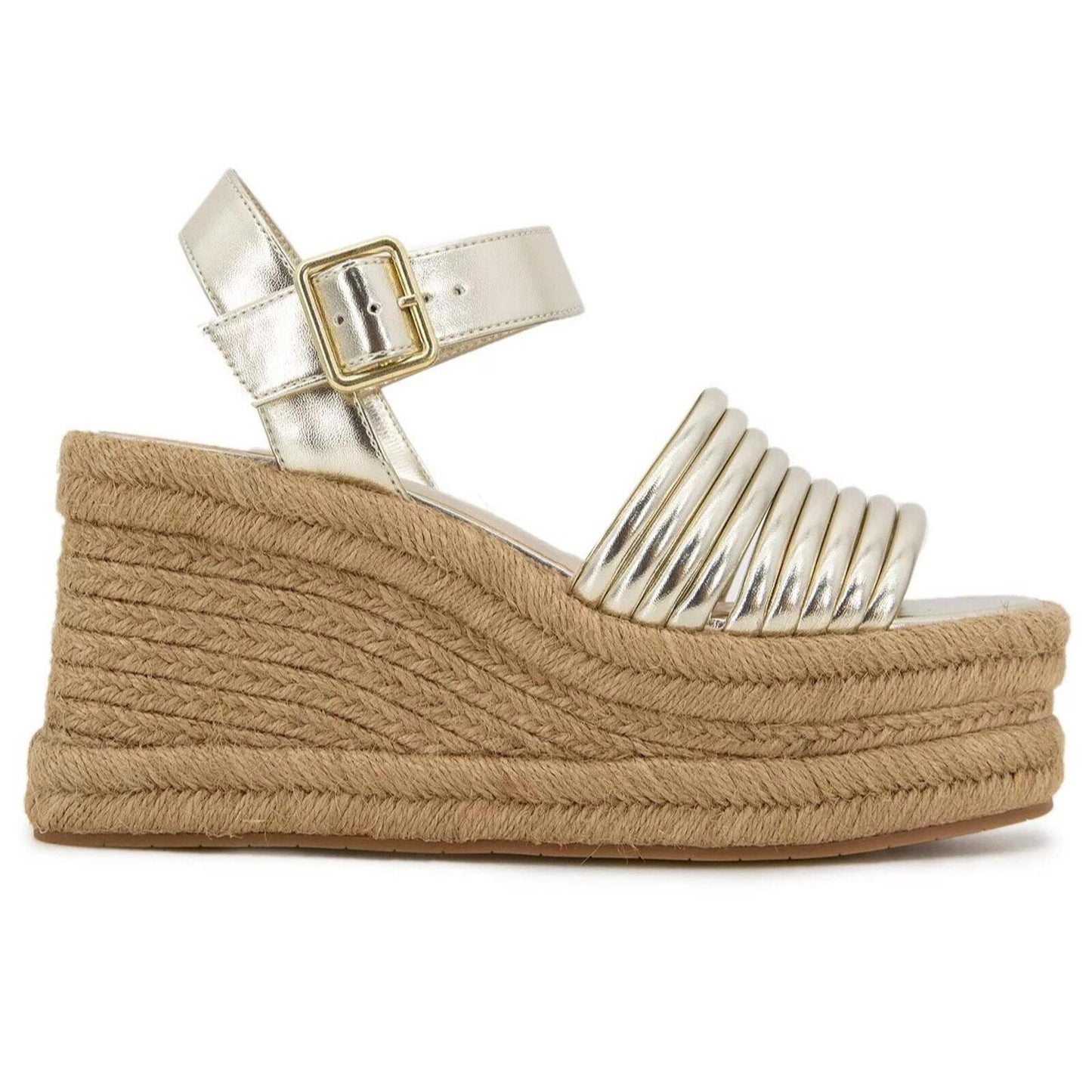 Kenneth Cole NY - Alpargatas con tira al tobillo para mujer, talla Shelby, dorado claro, talla 9.5 m