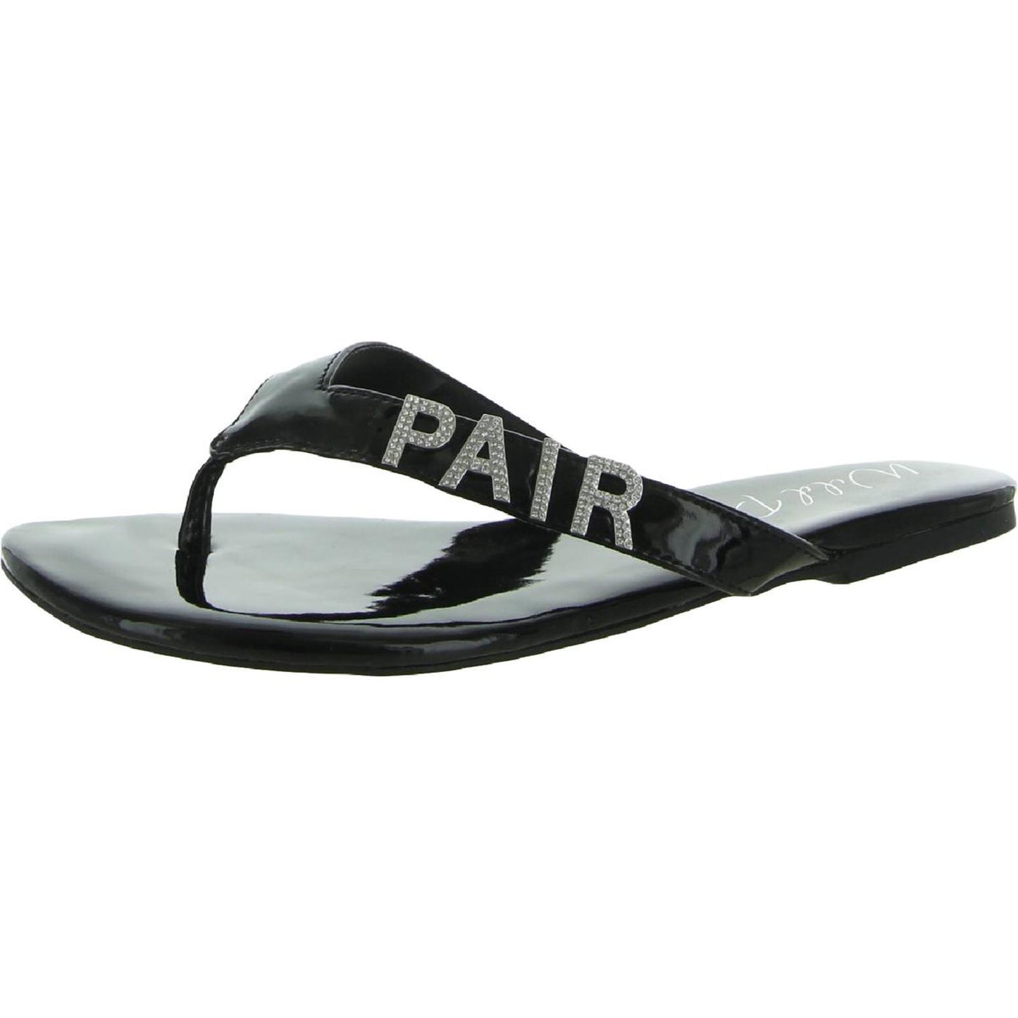 Wild Pair Womens Fantasia Patent Embellished Flat Sandals Shoes