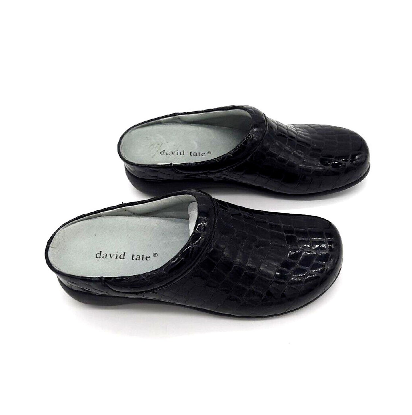 David Tate Catalina CHS19-612 Zuecos tipo mule de cuero negro para mujer, talla 6M, nuevos