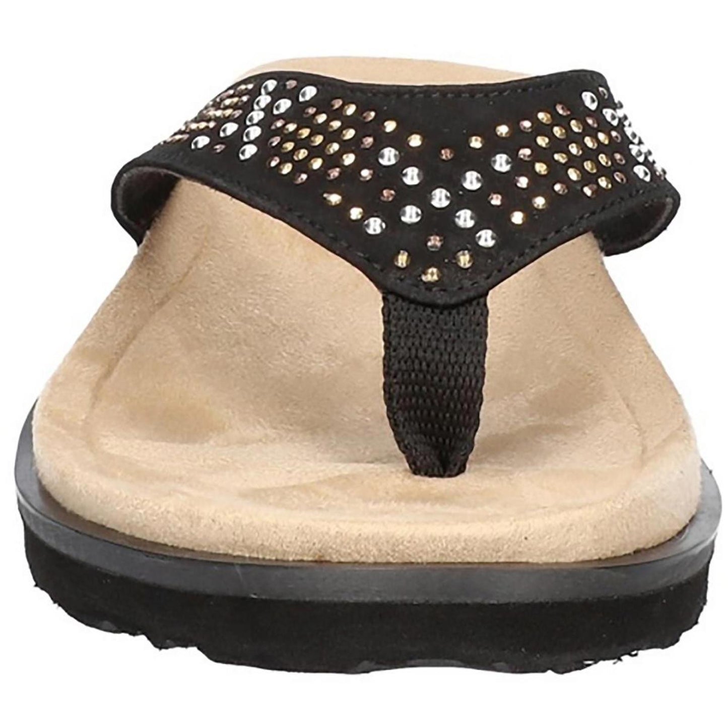 Easy Street Womens Stevie Black Thong Sandals Flats