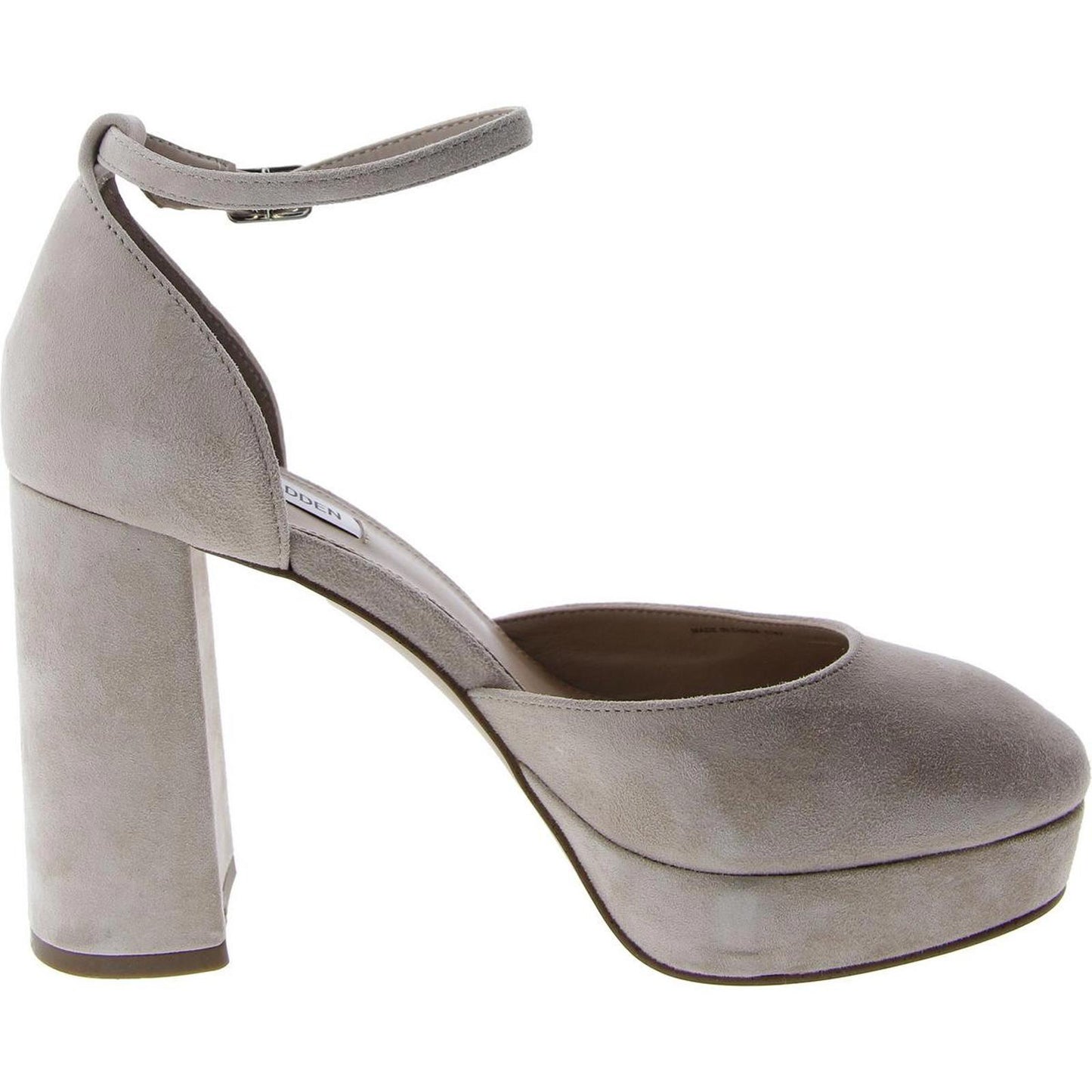Steve Madden Womens Truth Suede Ankle Strap Platform Heels 9.5 Medium (B,M) / Taupe Suede