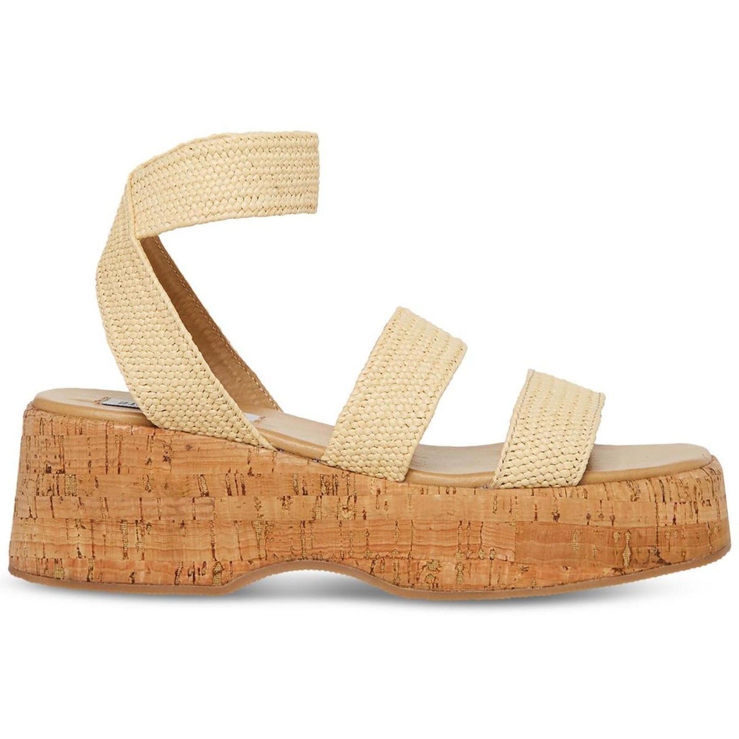 Steve Madden Womens Sashes Beige Cork Flatform Sandals
