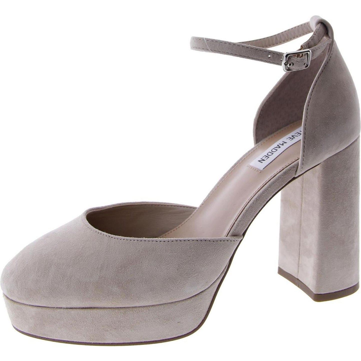 Steve Madden Womens Truth Suede Ankle Strap Platform Heels 9.5 Medium (B,M) / Taupe Suede