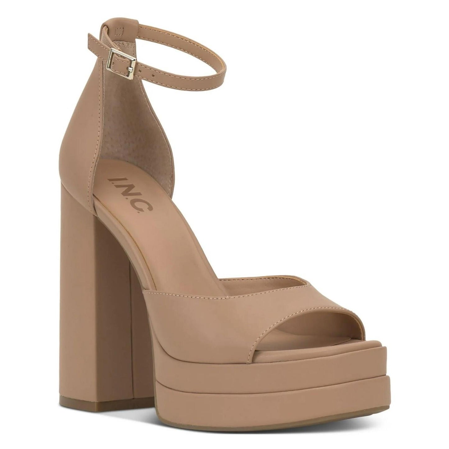 INC Womens Arya Platform Sandals 9.5 Medium (B,M) / Dark Almond Smooth