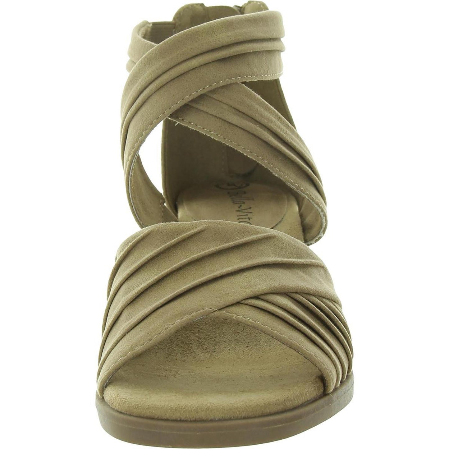Bella Vita Womens Quinnell Criss-Cross Faux Suede Ankle Strap 8 Narrow (AA,N) / Natural