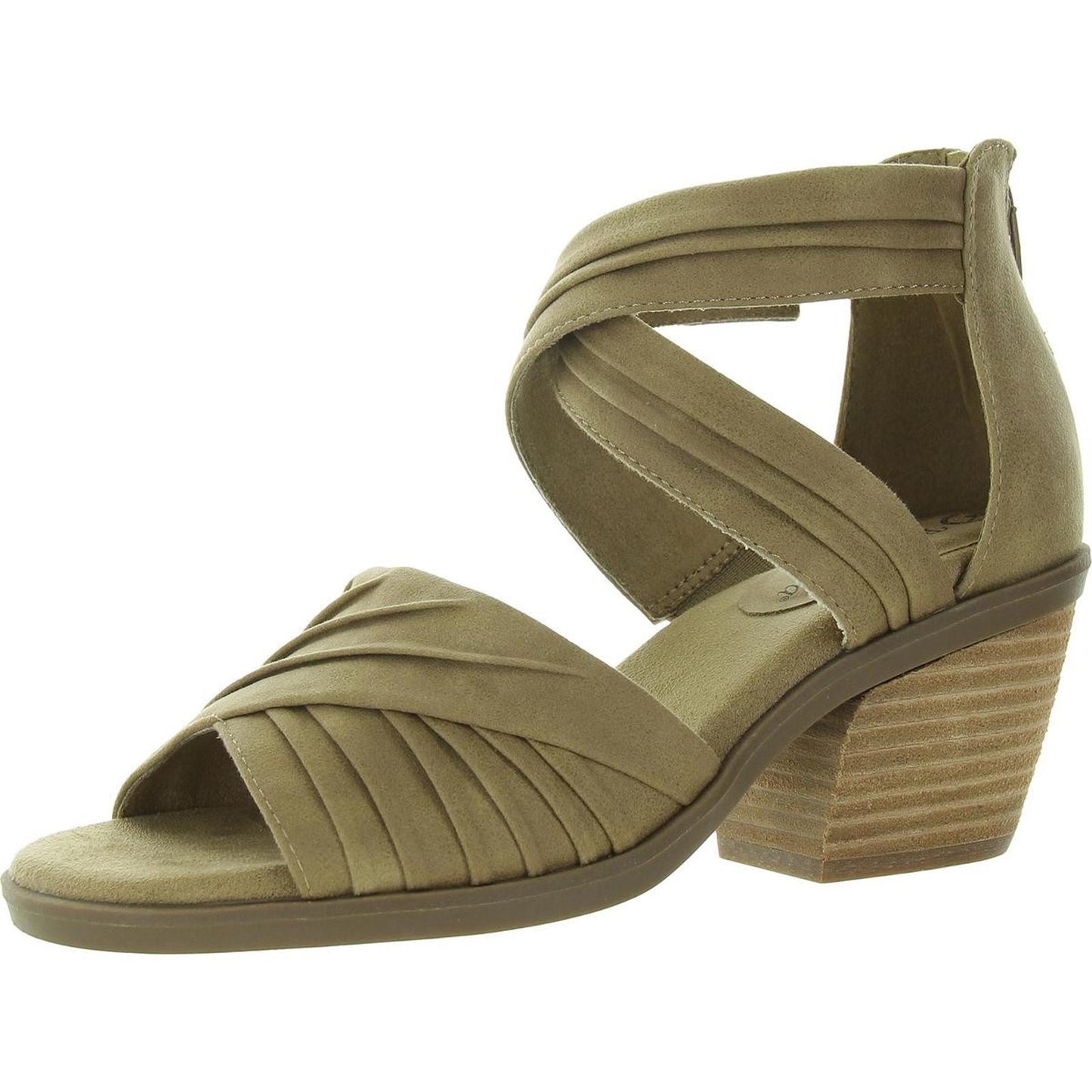 Bella Vita Womens Quinnell Criss-Cross Faux Suede Ankle Strap 8 Narrow (AA,N) / Natural