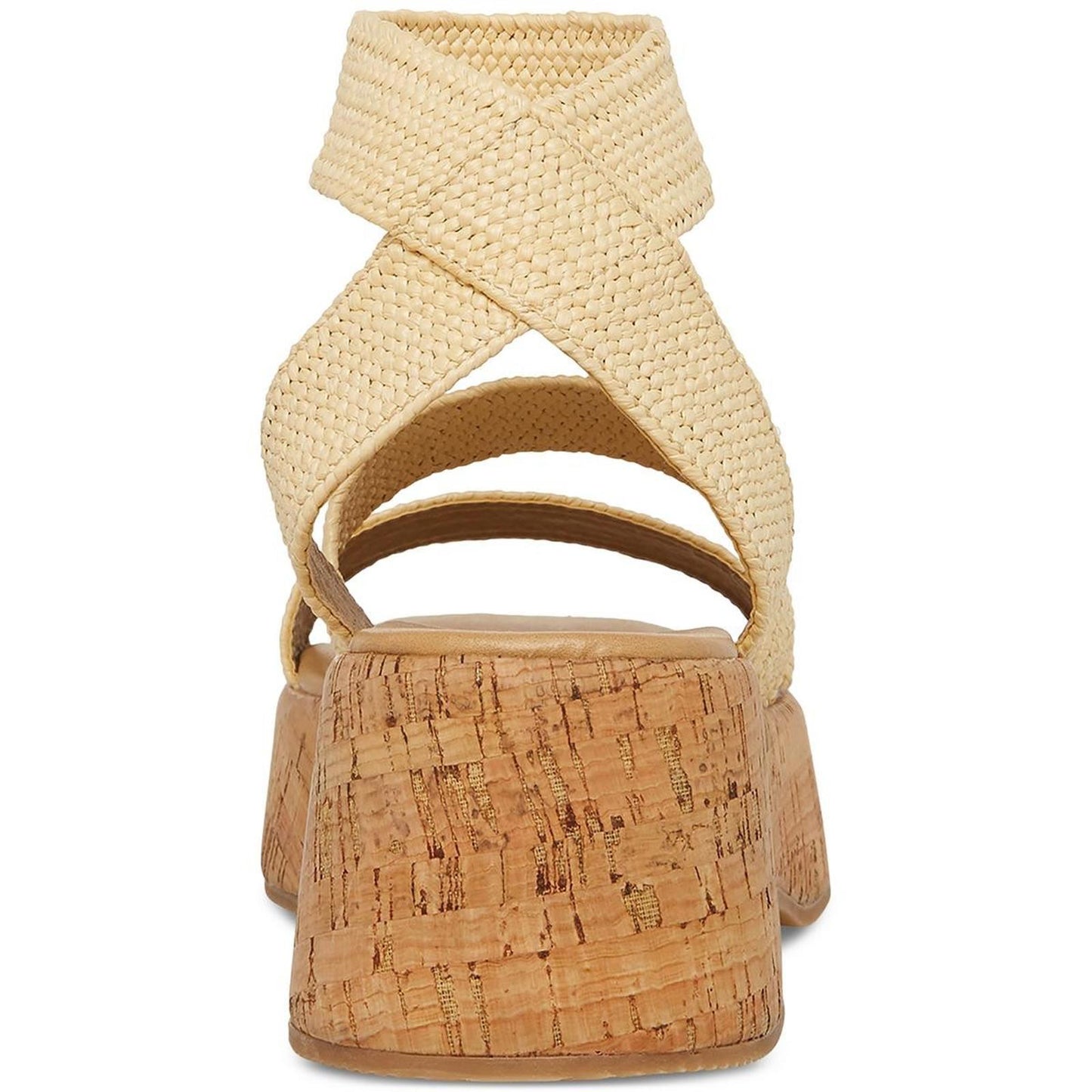 Steve Madden Womens Sashes Beige Cork Flatform Sandals