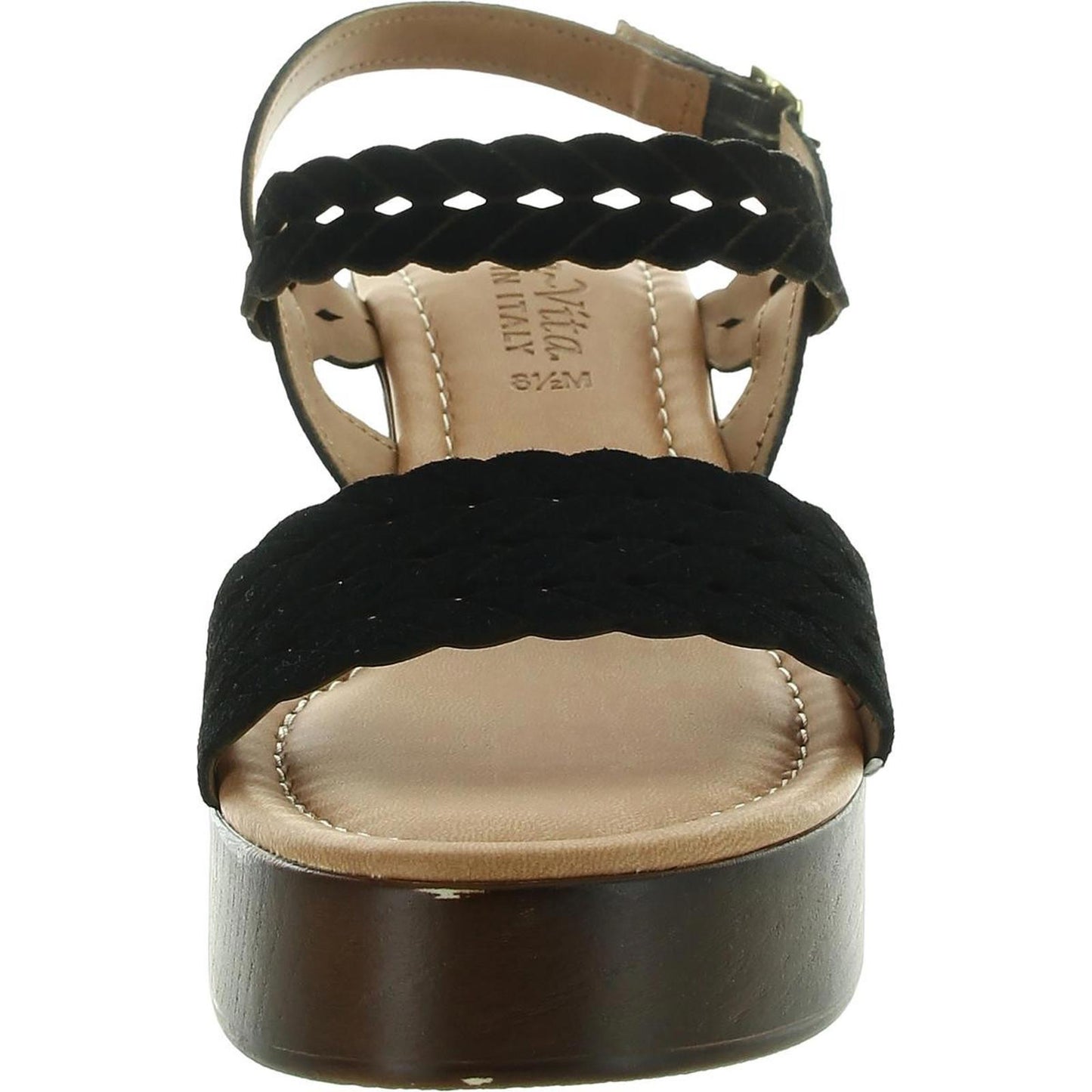 Sandalias de tira trasera de ante con cortes Jud-Italy para mujer de Bella Vita, talla 8.5 mediana (B,M) / Ante negro
