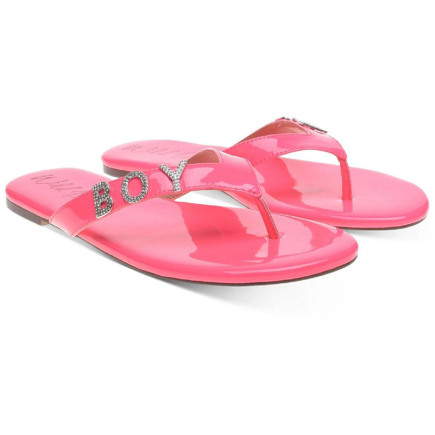 Wild Pair Womens Fantasia Patent Embellished Flat Sandals Shoes