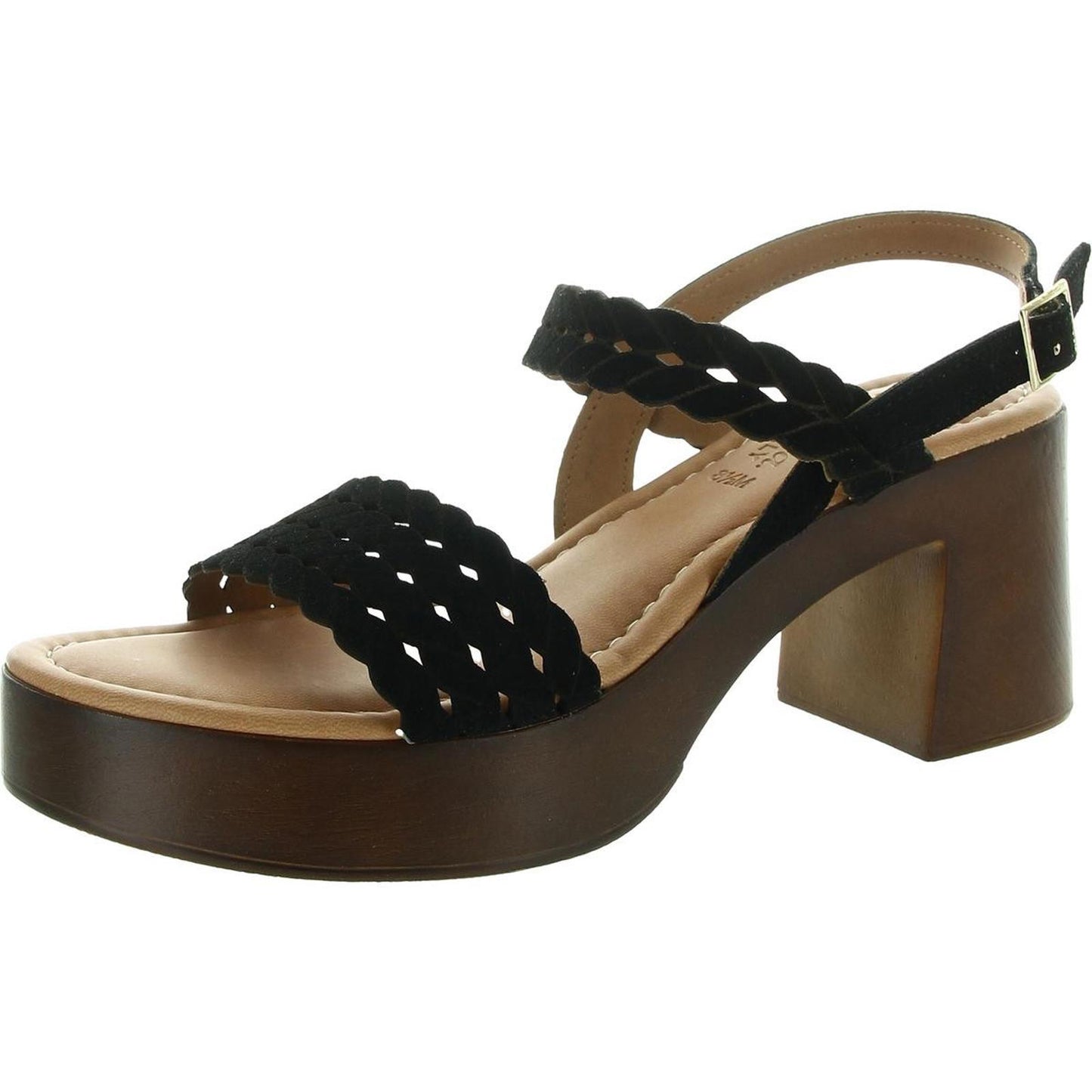 Sandalias de tira trasera de ante con cortes Jud-Italy para mujer de Bella Vita, talla 8.5 mediana (B,M) / Ante negro