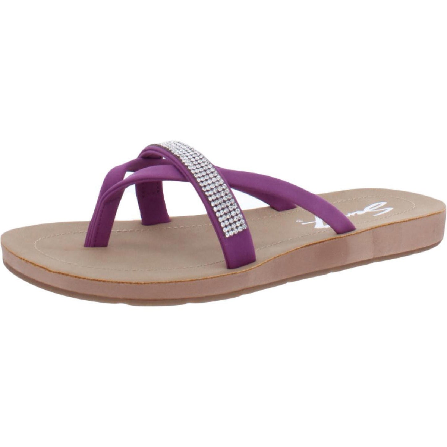 Seven7 Womens Bondi Caramel Purple Thong Sandals Flats 9 Medium (B,M)