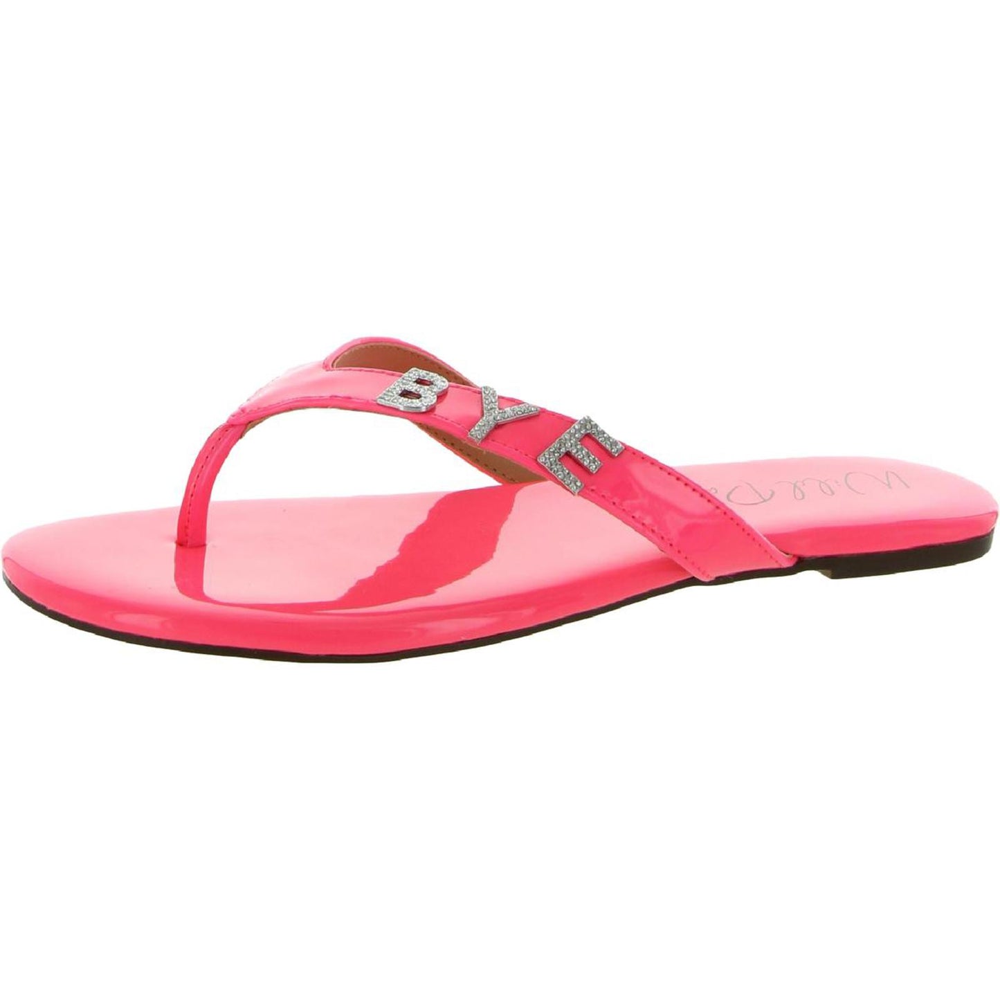 Wild Pair Womens Fantasia Patent Embellished Flat Sandals Shoes