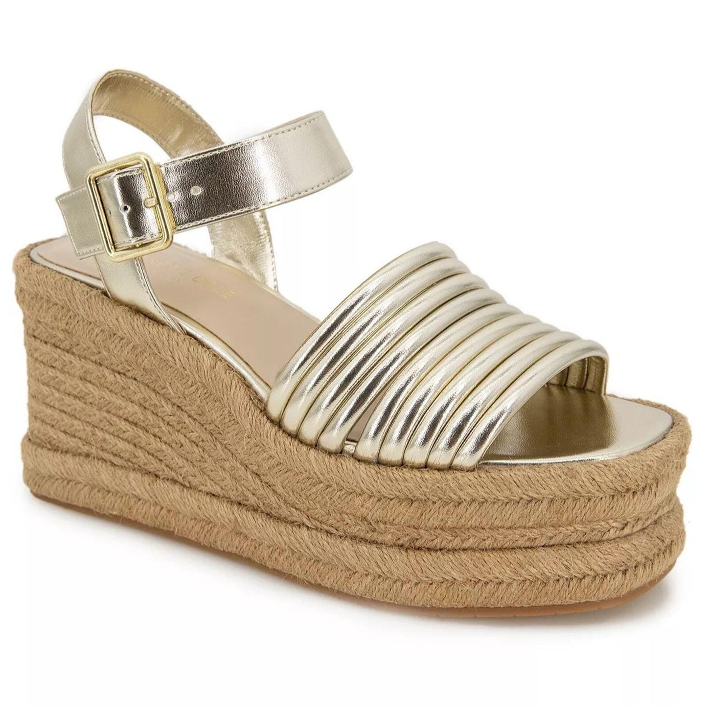 Kenneth Cole NY - Alpargatas con tira al tobillo para mujer, talla Shelby, dorado claro, talla 9.5 m