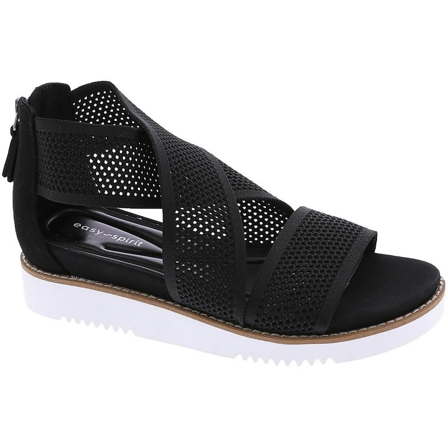 Easy Spirit Womens Wander 2 Black Platform Sandals 7.5
