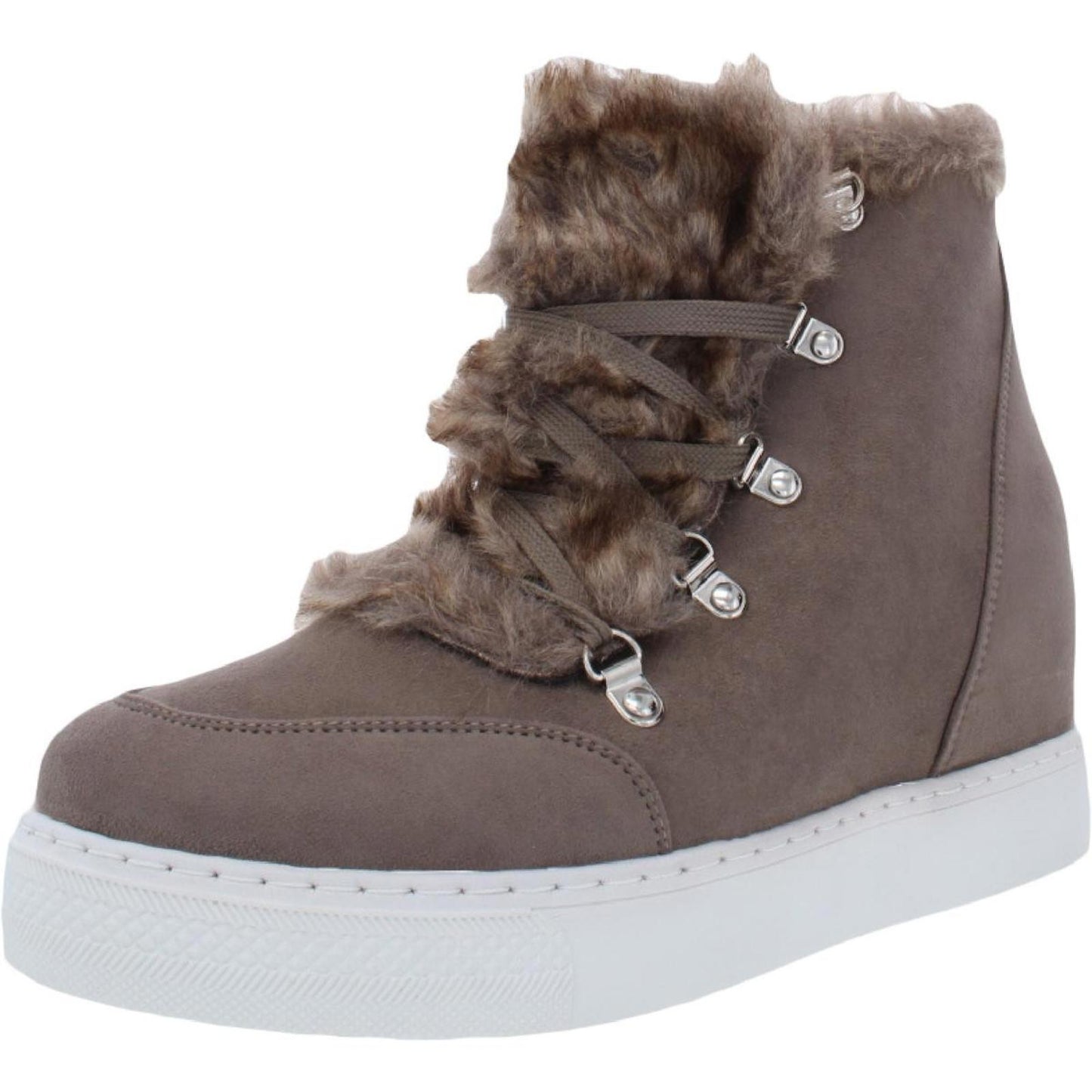 Journee Collection Womens Madge Microsuede Lace Up Ankle Boots 7.5 Medium (B,M) / Taupe