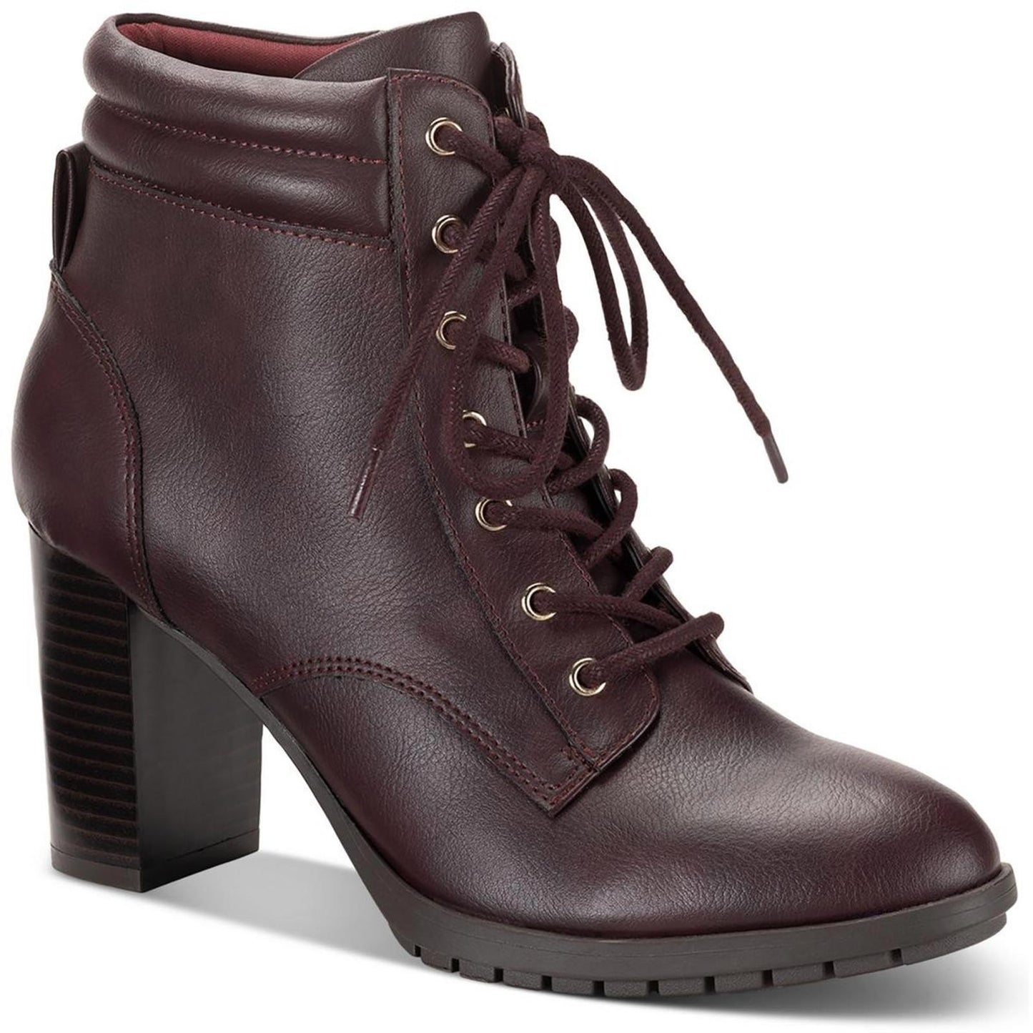 Style & Co. Womens Laurellee Red Combat & Lace-Up Boots 8 Medium (B,M)