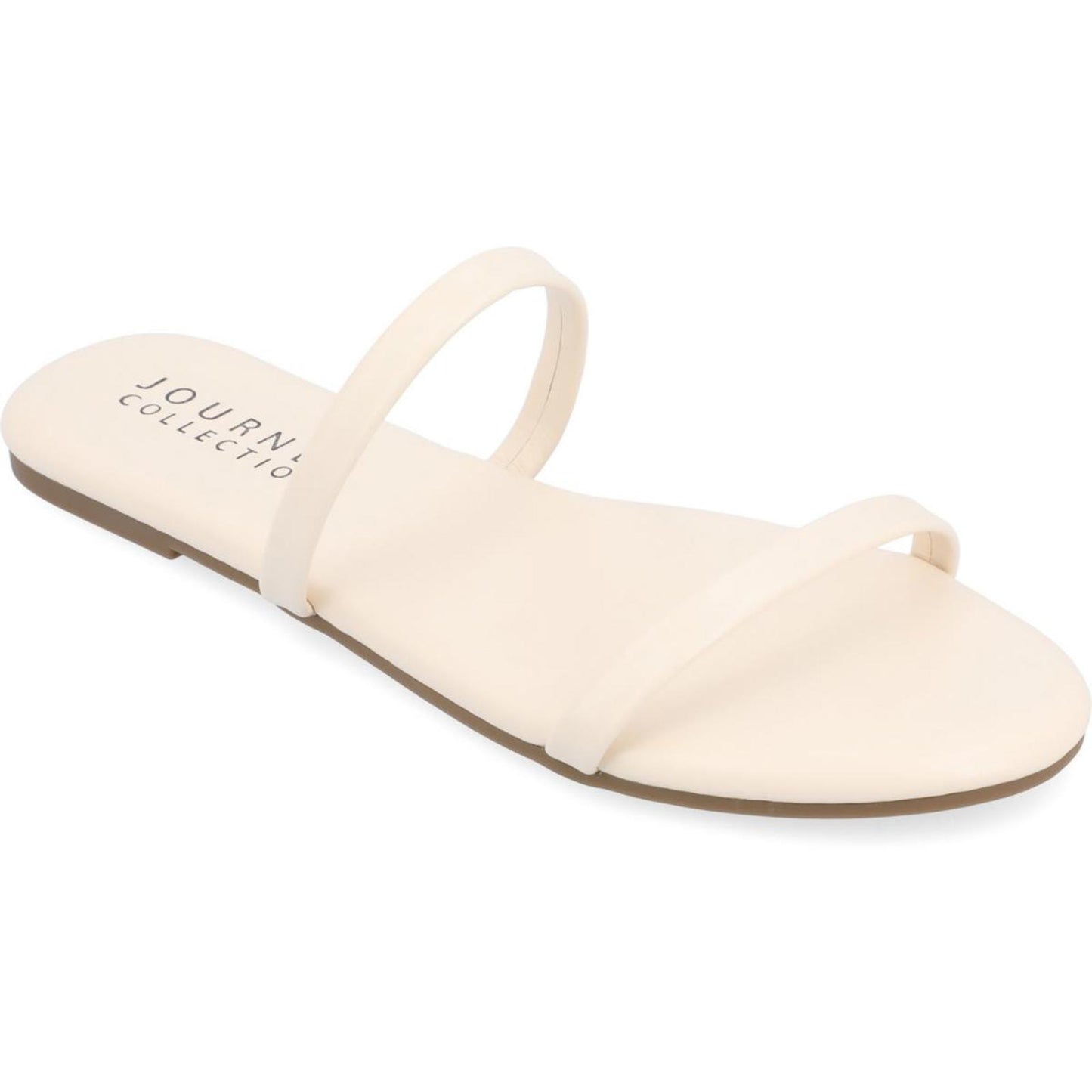 Journee Collection Womens Adyrae Ivory Slide Sandals 8.5 Medium (B,M)
