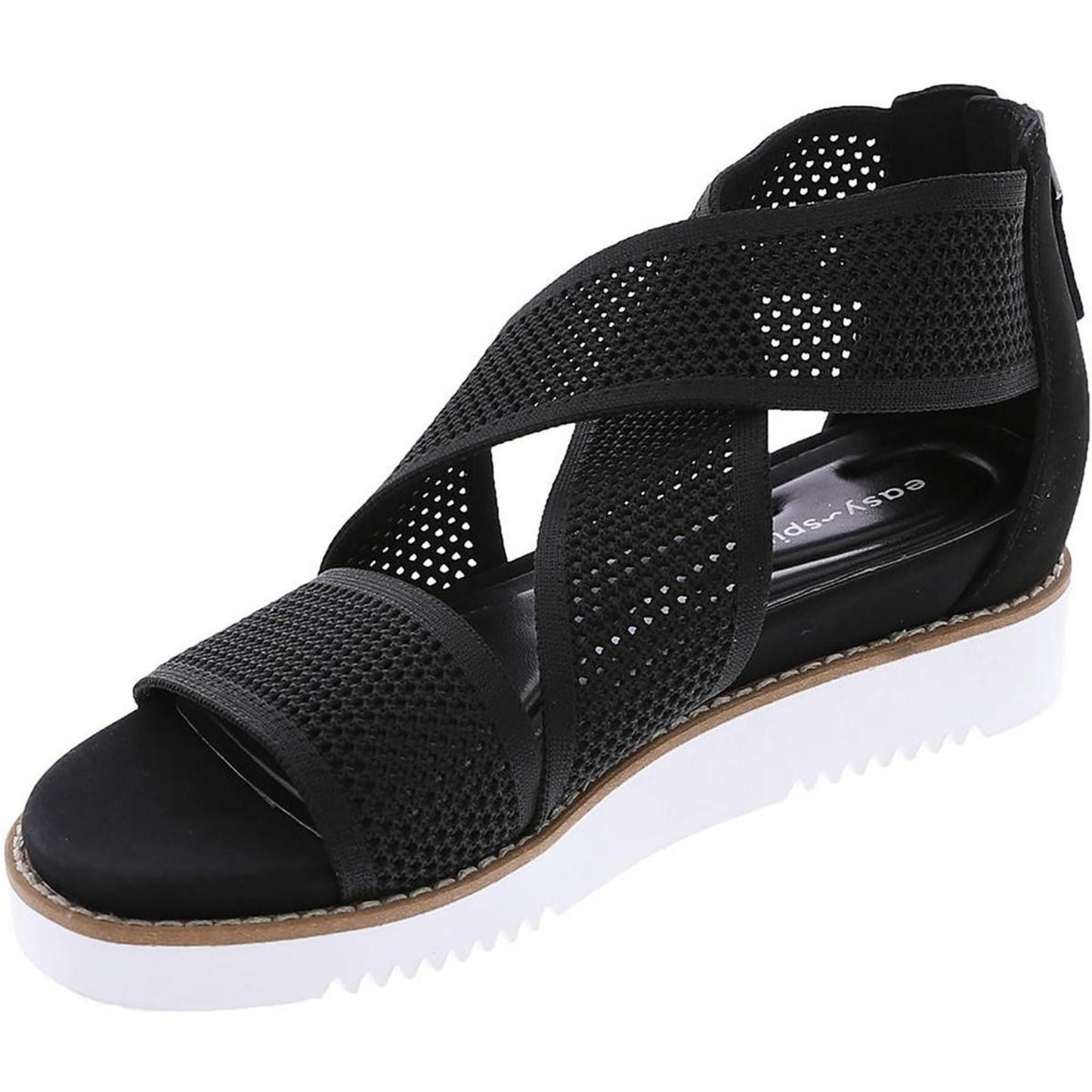 Easy Spirit Womens Wander 2 Black Platform Sandals 7.5