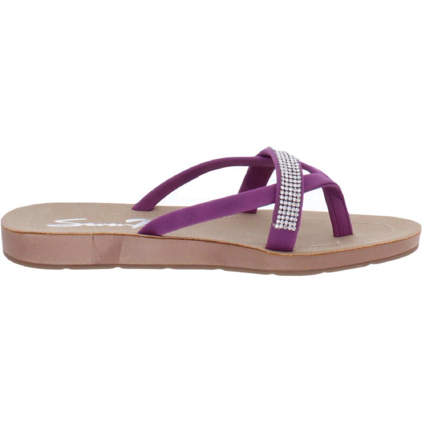 Seven7 Womens Bondi Caramel Purple Thong Sandals Flats 9 Medium (B,M)