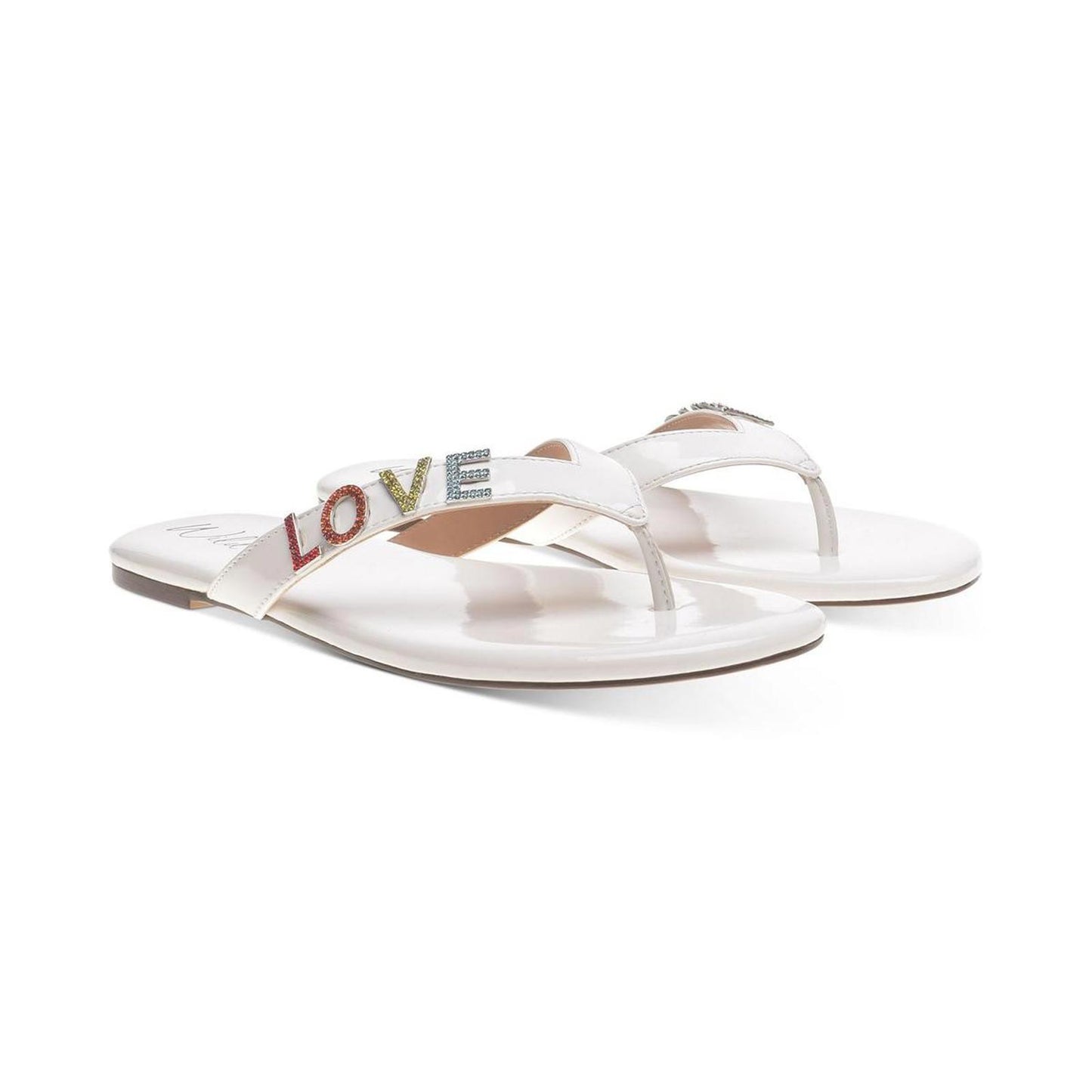Wild Pair Womens Fantasia Patent Embellished Flat Sandals Shoes