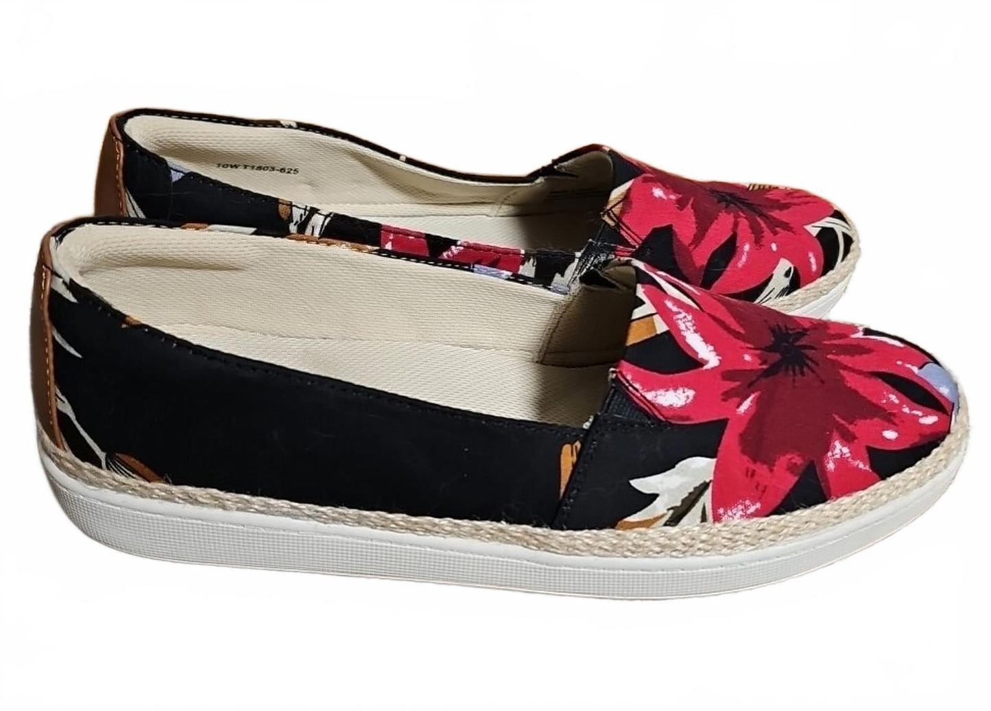 Trotters Womens Accent Slip On Comfort Loafers 6 Narrow (AA,N) / Red/Floral/Linen