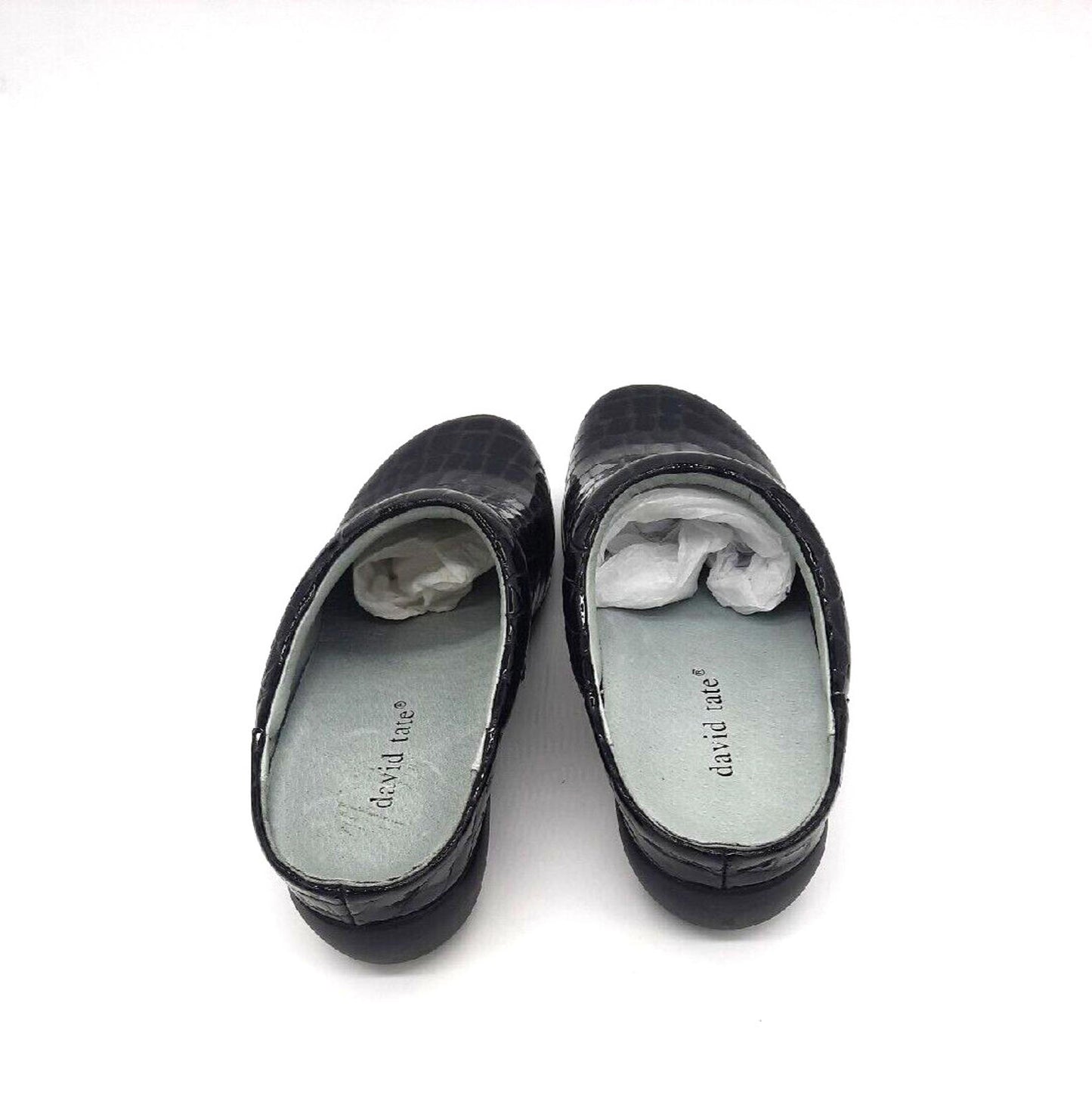 David Tate Catalina CHS19-612 Zuecos tipo mule de cuero negro para mujer, talla 6M, nuevos
