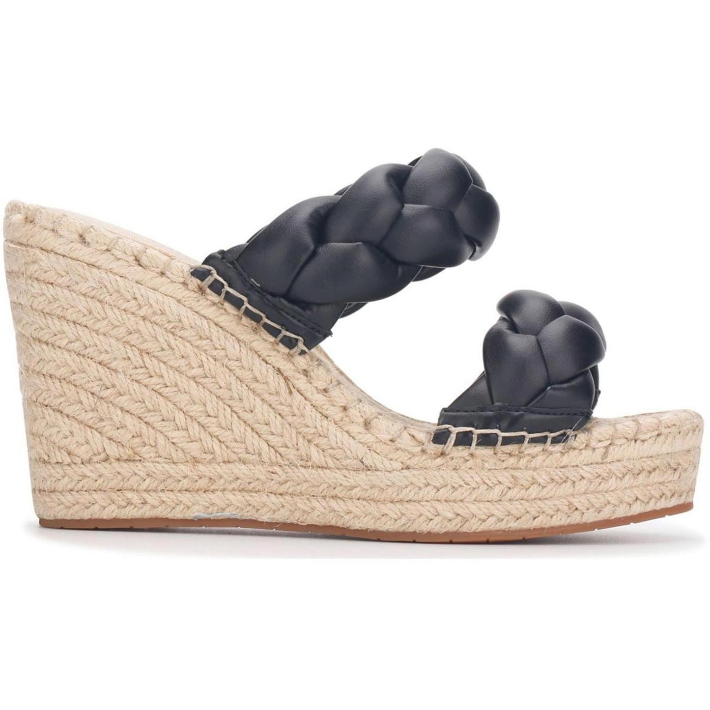 Kenneth Cole New York Womens Olivia Braid Braided Open Toe Wedge Sandals 10 Medium (B,M) / Black