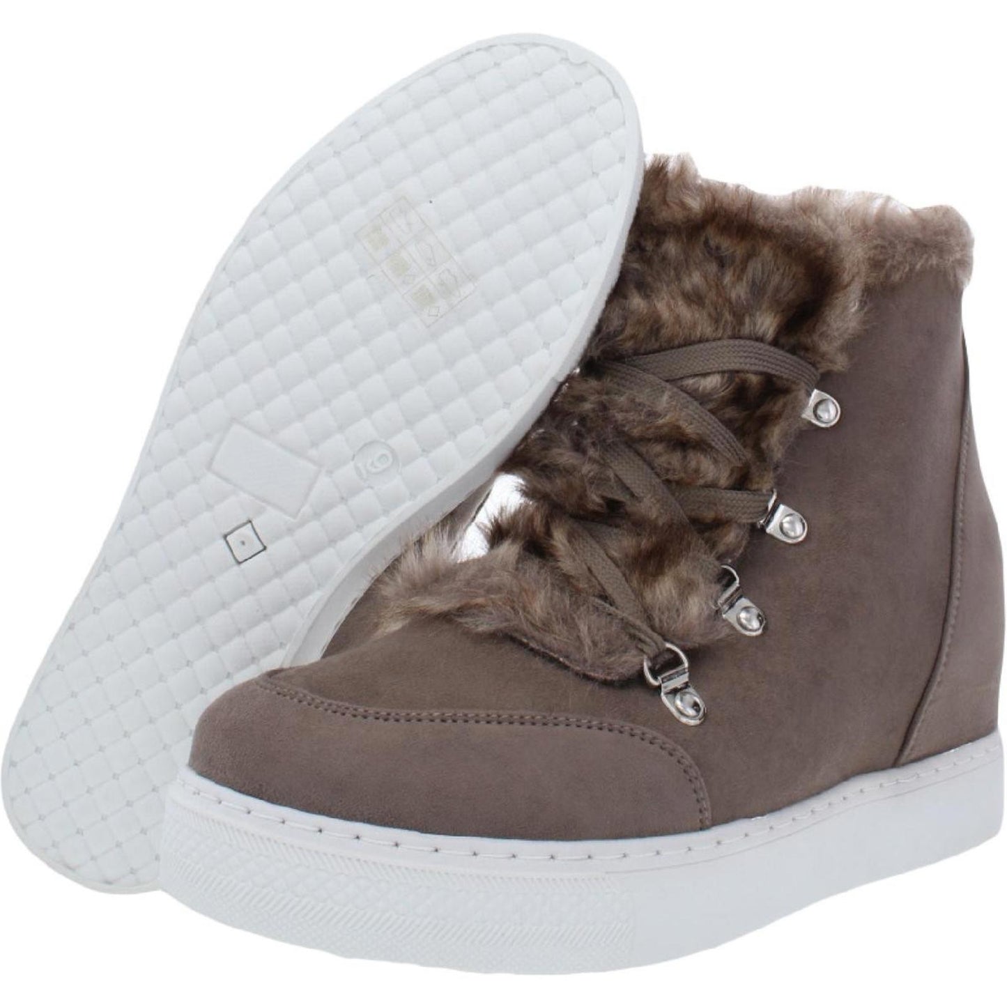 Journee Collection Womens Madge Microsuede Lace Up Ankle Boots 7.5 Medium (B,M) / Taupe