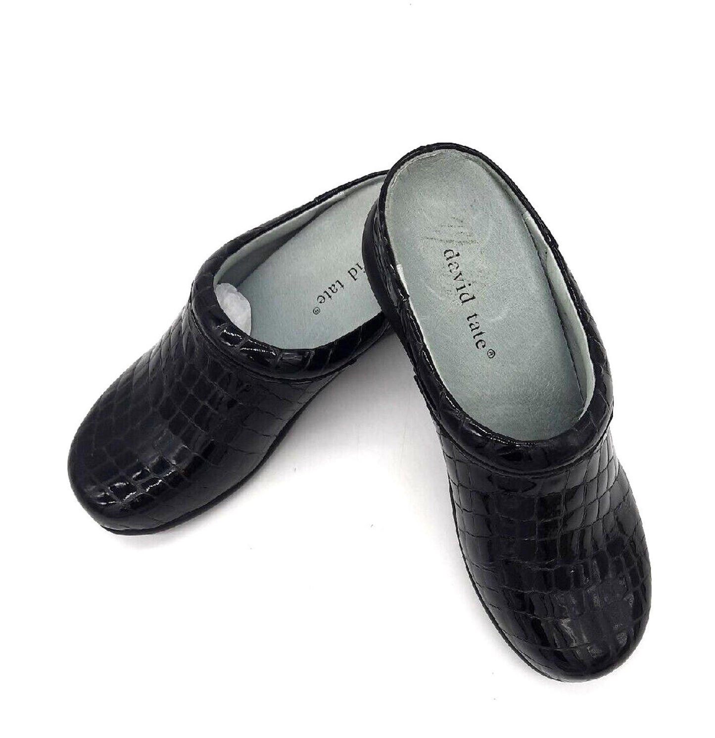 David Tate Catalina CHS19-612 Zuecos tipo mule de cuero negro para mujer, talla 6M, nuevos