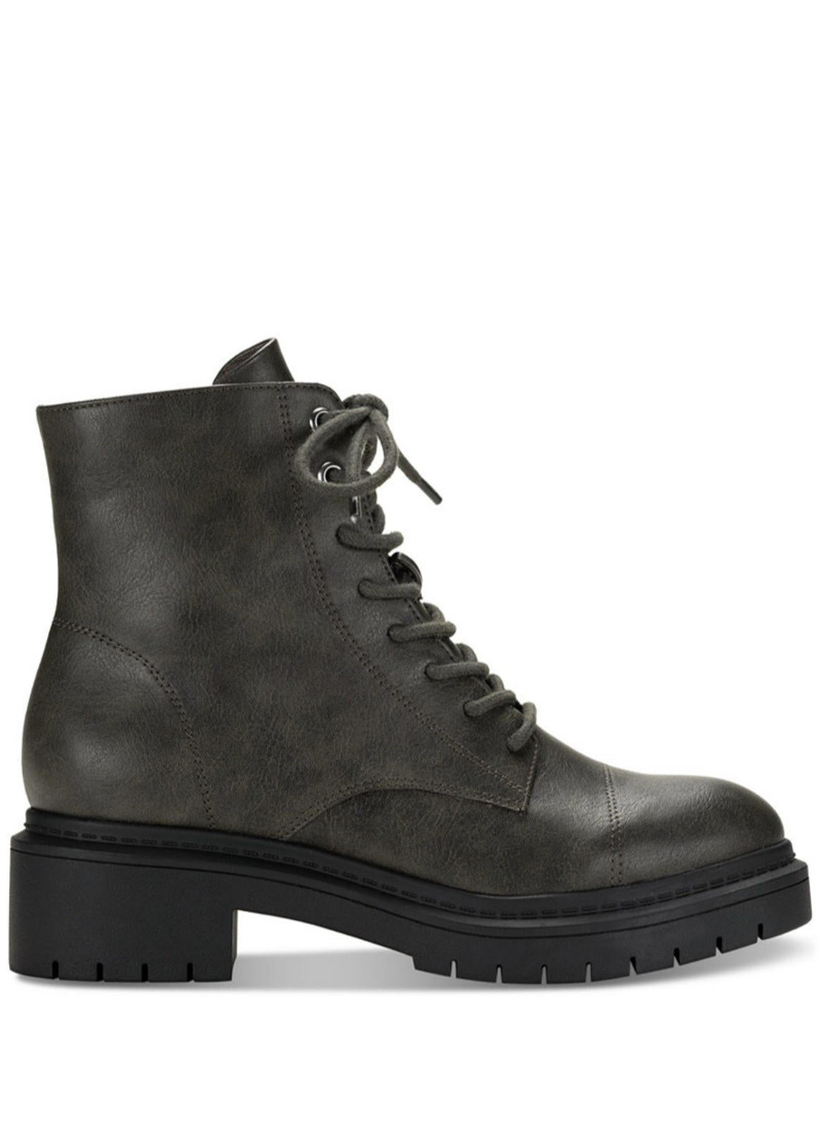 Style & Co. Womens Zahara Zip Up Lug Sole Combat & Lace-Up Boots 7.5 Medium (B,M) / Dark Grey