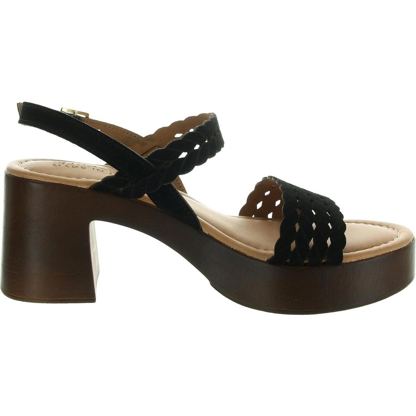 Sandalias de tira trasera de ante con cortes Jud-Italy para mujer de Bella Vita, talla 8.5 mediana (B,M) / Ante negro