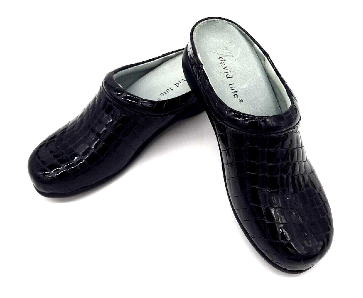 David Tate Catalina CHS19-612 Zuecos tipo mule de cuero negro para mujer, talla 6M, nuevos