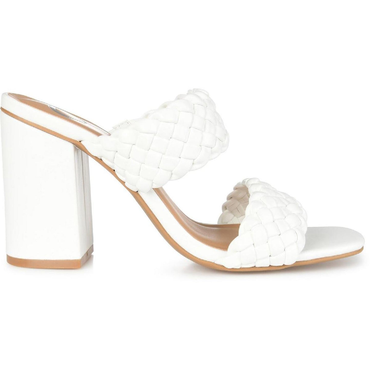 Sandalias tipo mule Melissa blancas para mujer de la colección Journee, talla 8