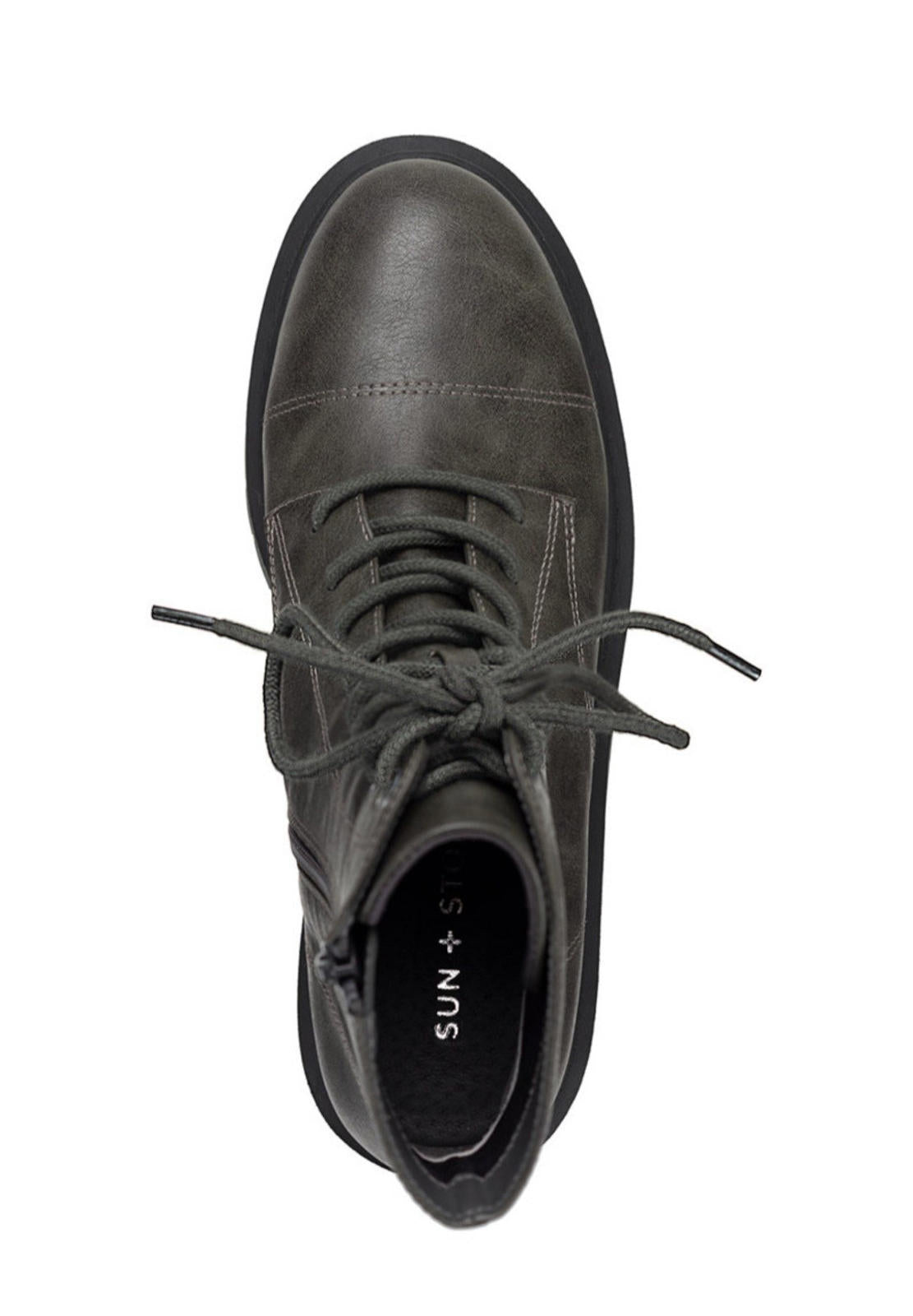 Style & Co. Womens Zahara Zip Up Lug Sole Combat & Lace-Up Boots 7.5 Medium (B,M) / Dark Grey