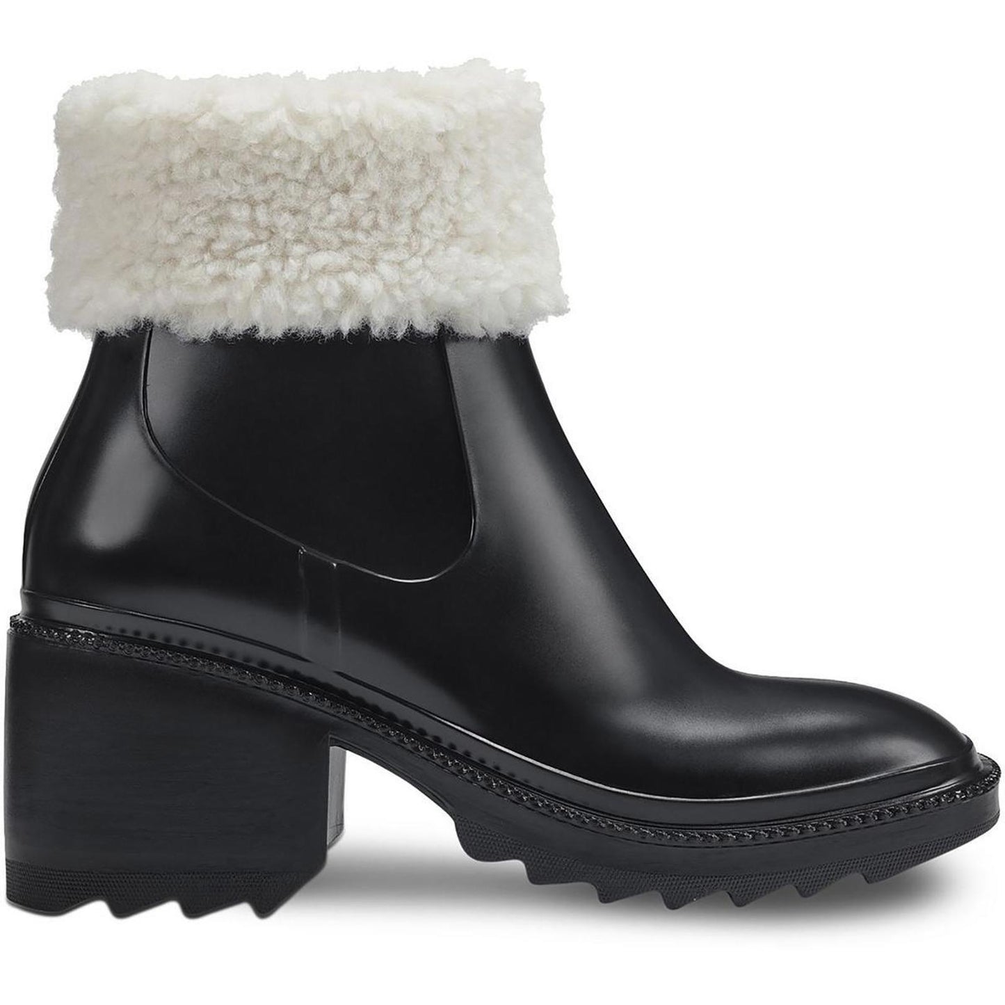 INC Womens Eadin Black Faux Fur Trim Rain Boots Shoes 10 Medium (B,M)