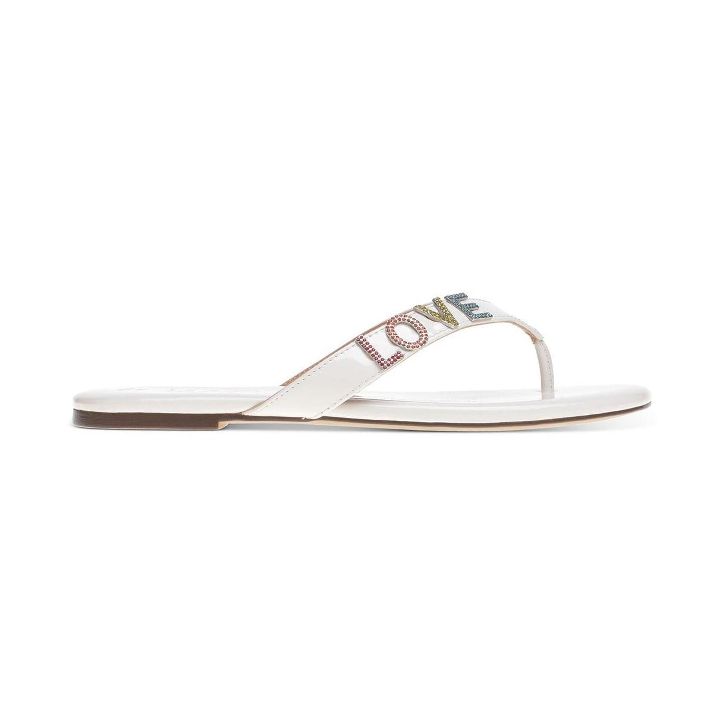 Wild Pair Womens Fantasia Patent Embellished Flat Sandals Shoes