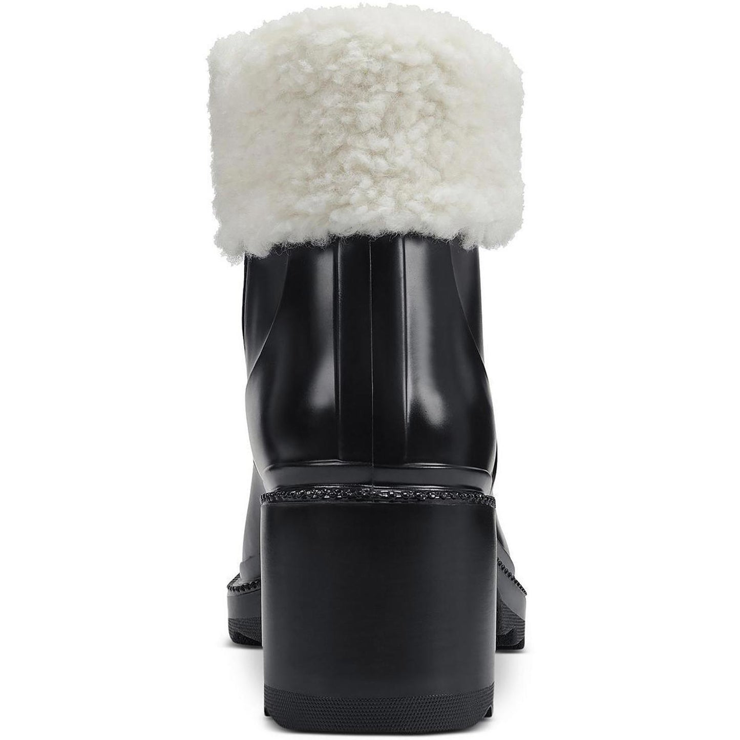 INC Womens Eadin Black Faux Fur Trim Rain Boots Shoes 10 Medium (B,M)