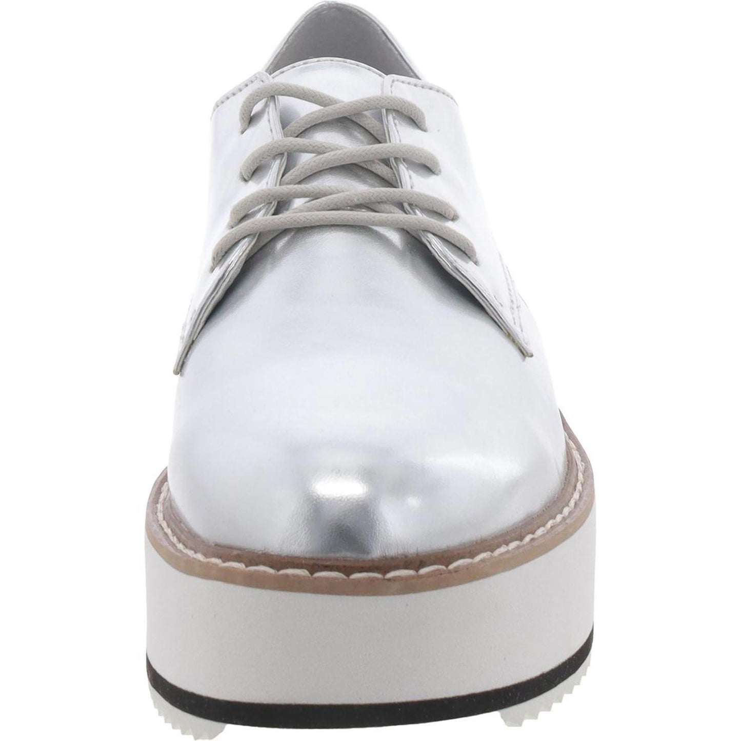 Steve Madden Womens Gina Faux Leather Metallic Oxfords