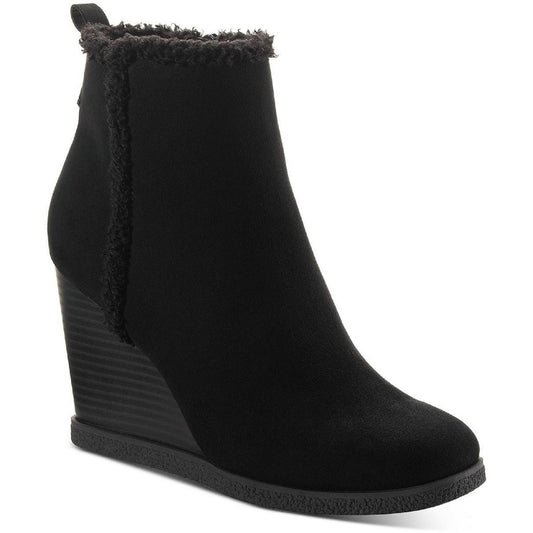 Sun + Stone Womens Camillia Faux Fur Lined Platform Wedge Boots Shoes 10