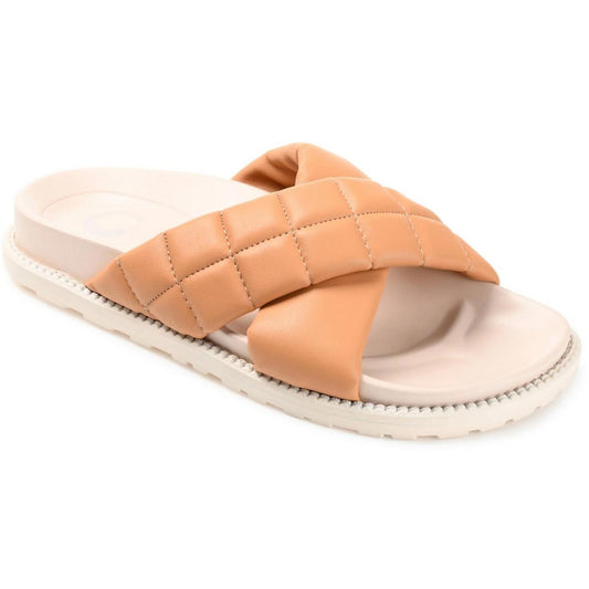 Journee Collection Womens Aveena Tan Slide Sandals 9.5 Medium