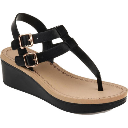 Journee Collection Womens Bianca Faux Leather Strappy Wedges Shoes 7.5 M