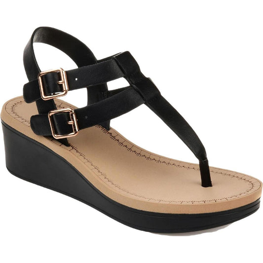 Journee Collection Womens Bianca Faux Leather Strappy Wedges Shoes 7.5 M