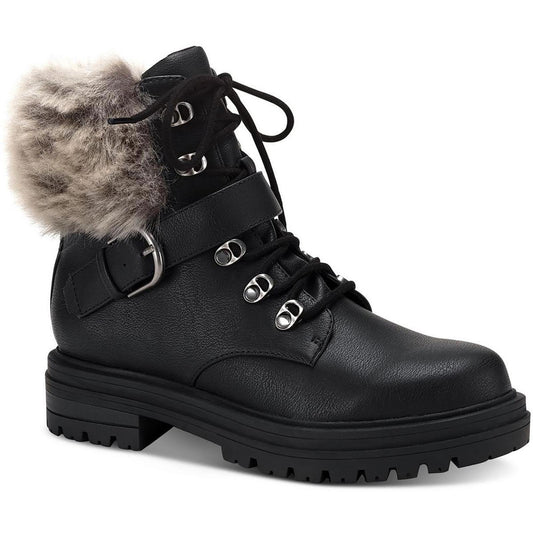 Sun + Stone Womens Orlenaa  Black Combat & Lace-Up Boots 9.5