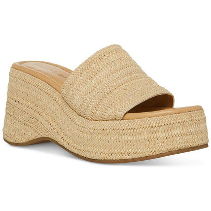 Madden Girl Womens Zahara-R Beige Slide Wedge Sandals 9.5 Medium (B,M)