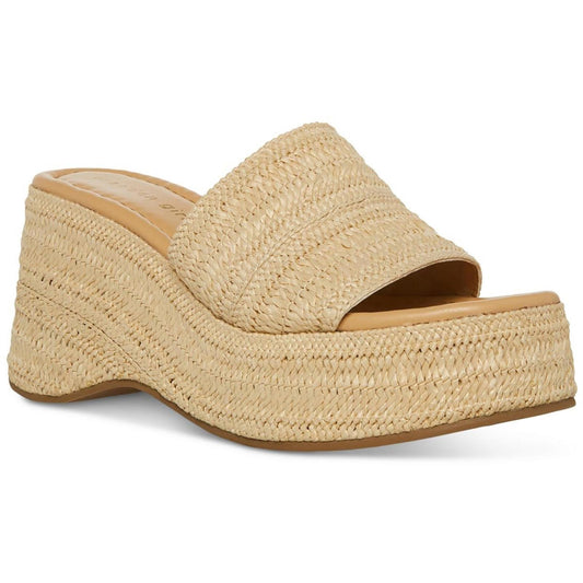 Madden Girl Womens Zahara-R Beige Slide Wedge Sandals 9.5 Medium (B,M)