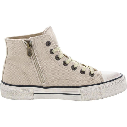 Blowfish Womens Kimber Hi Distressed Canvas Casual And Fashion Sneakers 6.5 Medium (B,M) / Beige Canvas