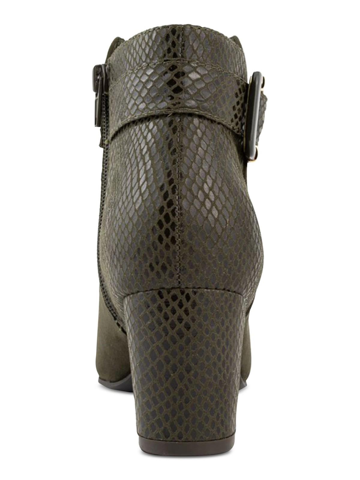 KAREN SCOTT Womens Brown Comfort Ivyy Almond Toe Block Heel Zip-Up Booties 7 M