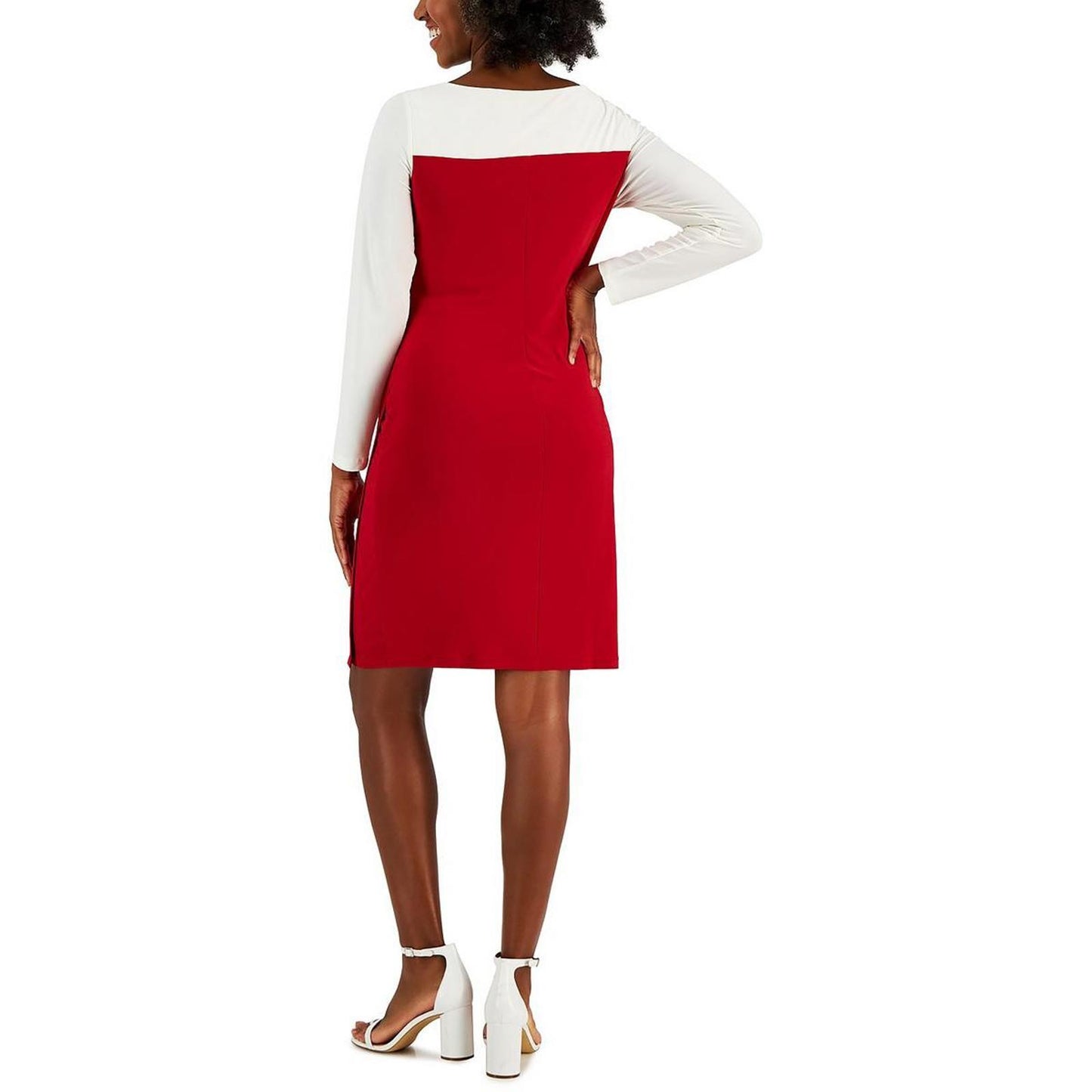 Kasper Womens Red Colorblock Midi Office Shift Dress XXL
