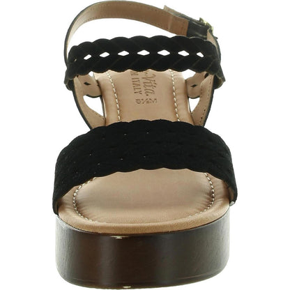 Sandalias de tira trasera de ante con cortes Jud-Italy para mujer de Bella Vita, talla 8.5 mediana (B,M) / Ante negro