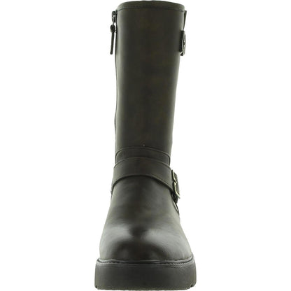 Dr. Scholl's Shoes Womens VIP Faux Leather Moto Mid-Calf Boots